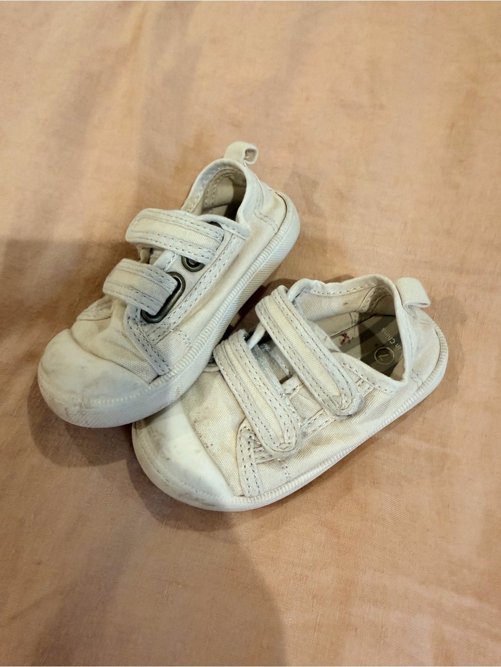 White Canvas Baby Velcro Sneakers for Easy Steps